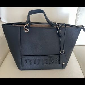 GUESS Black Leather Tote Bag